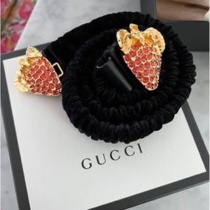 100% Authentic Gucci Crystal Strawberry Velvet Belt